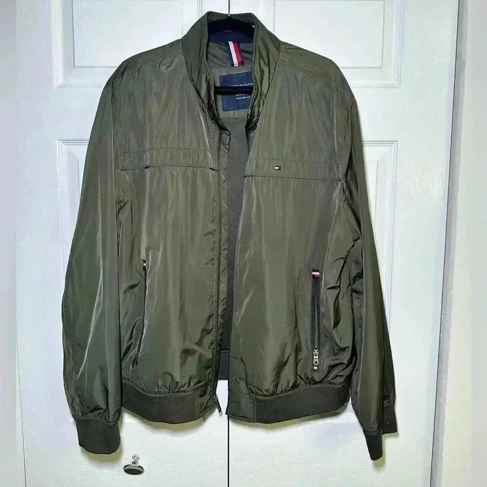 Men’s Tommy Hilfiger Olive Green Bomber Jacket - Size XL